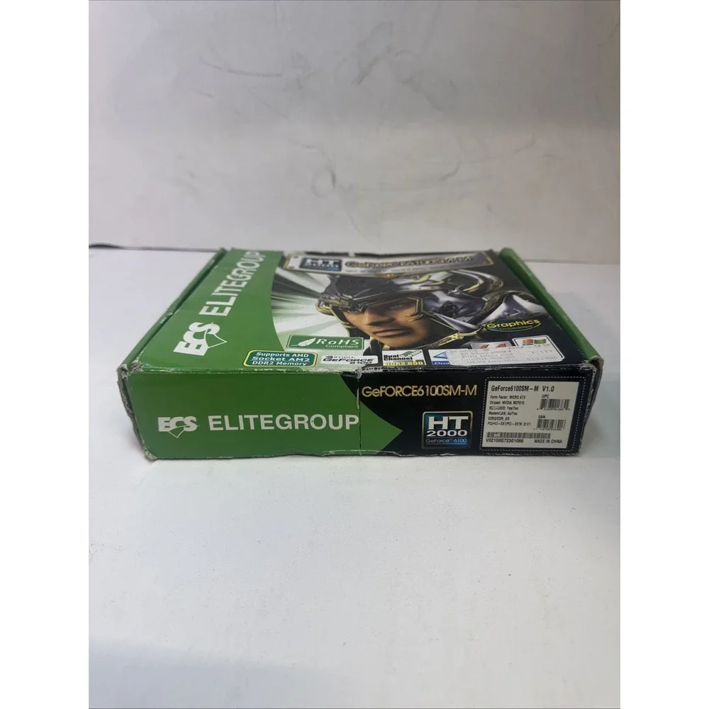 ECS HT2000 GeForce 6100SM-M (V1.0/1.0A) Motherboard + Extras - NEW